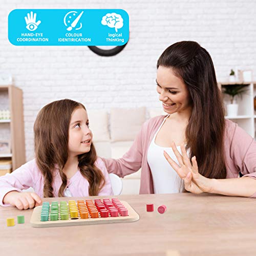 Tabla Educativa Madera,Tablas De Multiplicar,Juegos,Madera De Rompecabezas, Madera De Torre De Apilamiento,NúMeros,Color Y Aprendizaje AritméTico Para NiñOs, Juguetes Educativos Montessori- Cilindro