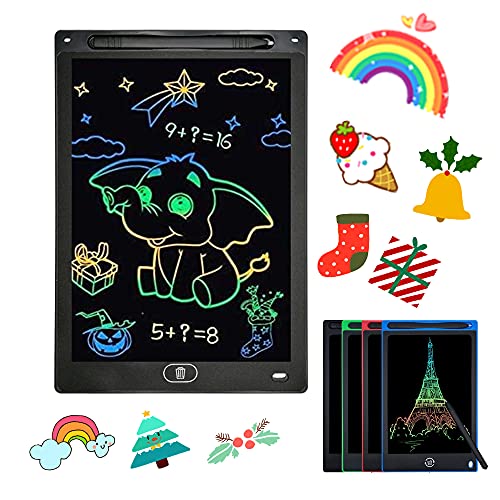 Tableta de escritura LCD colorida de 12 pulgadas con dibujo digital de pizarra mágica sin papel borrable con botón (negro)