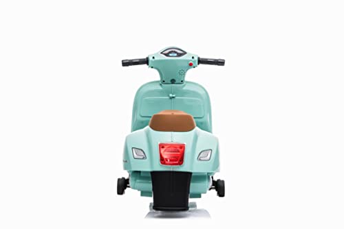 Tachan - Moto electrica mini Vespa color celeste, bateria recargable 6v, luz en faro delantero y bocina, pedal acelerador, hasta 25 kg, puede alcanzar los 3 km/h (711T00644 CPA TOY GROPU TRADING S.L.)