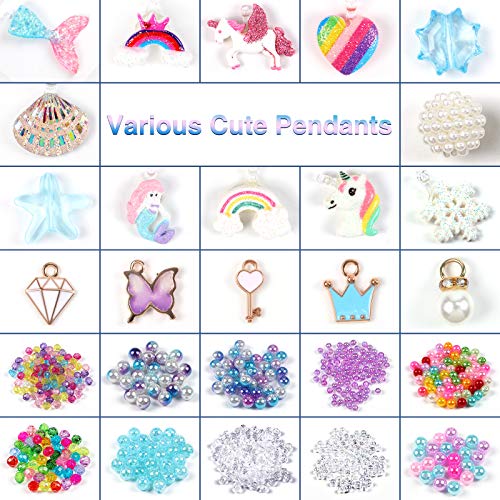 Tacobear Abalorios para Hacer Pulseras Collares Anillos Bricolaje Cuentas de Colores Juego de Manualidades Pulseras Unicornio Copo de Nieve Sirena Arcoiris Kit Fabricación Joyas Regalo para Niñas