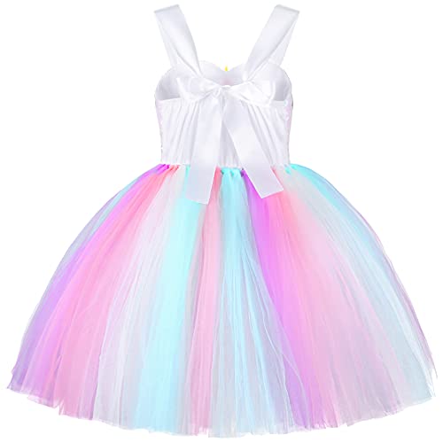 Tacobear Disfraz Unicornio Niña con Unicornio Diadema Alas Princesa Unicornio Vestido Tutu Arcoiris Unicornio para Niña 3 4 5 6 7 8 9 años Cumpleaños Carnaval Cosplay Fiesta (5-6 años)