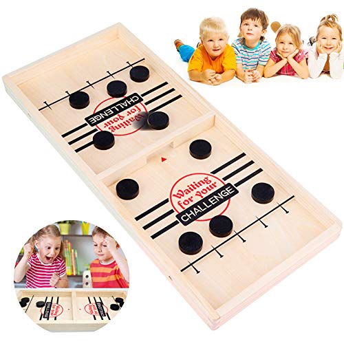 TaimeiMao Juego de Mesa de Hockey,Fast Sling Puck Juego,ockey de Madera,Juguete de Tablero de catapulta,hjuego de Hockey de Escritorio,Juegos de Mesa de Madera,Juegos de Mesa interactivos (A)