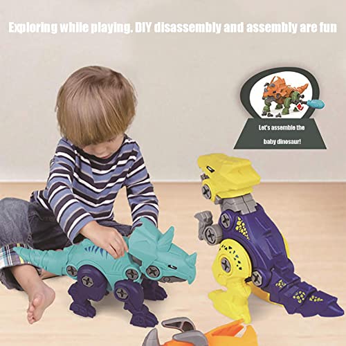 Take Apart Dinosaur Toys para niños, 5 piezas de dinosaurios de plástico con rompecabezas de tornillo, transforma figuras de dinosaurios para el desarrollo educativo de aprendizaje para niños 5