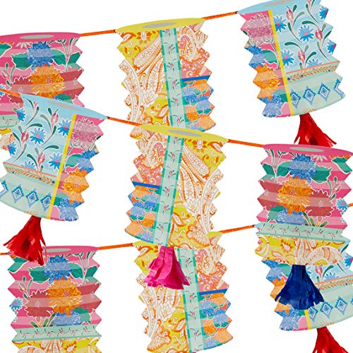 Talking Tables- Guirnalda de farolillos de Papel borlas-3m | Decoraciones Brillantes para cumpleaños, Fiesta, celebración China, jardín de Verano, Color (BOHO-GARLAND-LANT)