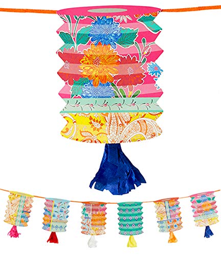 Talking Tables- Guirnalda de farolillos de Papel borlas-3m | Decoraciones Brillantes para cumpleaños, Fiesta, celebración China, jardín de Verano, Color (BOHO-GARLAND-LANT)