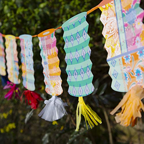 Talking Tables- Guirnalda de farolillos de Papel borlas-3m | Decoraciones Brillantes para cumpleaños, Fiesta, celebración China, jardín de Verano, Color (BOHO-GARLAND-LANT)