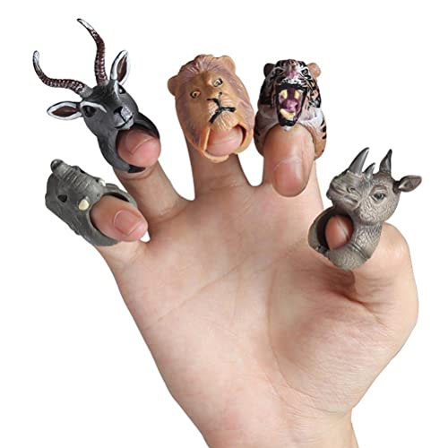 TangYang Wild Animal Finger Puppet for Kids 3D Cartoon Elephant Lion Panda Tiger Finger Puppet Ring Toys,Children Storytelling Props Baby Bed Stories Helper Doll Educational Toys