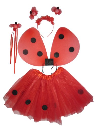 Tante Tina - Traje de Mariquita para Las niñas - 4 Pieza alas / Mariposa Conjunto Feenflügel - One Size