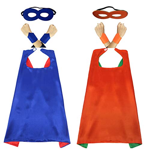 Tapas y máscaras para niños de 70 cm, 2 juegos de disfraces para disfraces, disfraces, fiestas de cumpleaños, Navidad, Halloween, suministros de fiesta(Blue+Orange)