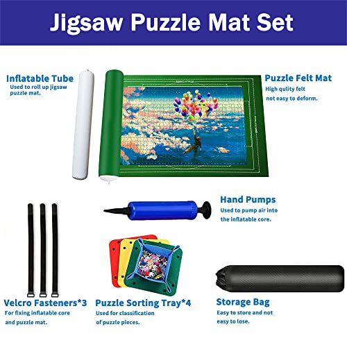 Tapete Puzzle 3000 Piezas,Puzzle Roll,Puzzles Blanket,Guarda Puzzle,Jigsaw Roll Mat,Tapete Puzzle Mat, Puzzle Mat Roll,Rompecabezas Almacenamiento Estera (Green)