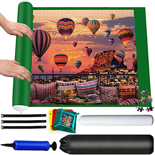 Tapete Puzzle 3000 Piezas,Puzzle Roll,Puzzles Blanket,Guarda Puzzle,Jigsaw Roll Mat,Tapete Puzzle Mat, Puzzle Mat Roll,Rompecabezas Almacenamiento Estera (Green)