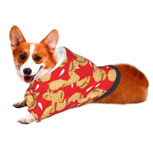 Tasty Burger Grilled Beef Pattern para Mascotas, Perros, suéter Suave y Grueso, abrigado, Camisa para Perros, suéter de Invierno para Perros, Gatos, ropaLarge