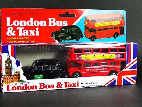 TB El Rojo de Londres Autobús de Dos Pisos y Negro Modelo Taxi Die Cast con el Movimiento de Las Ruedas (Pequeño)