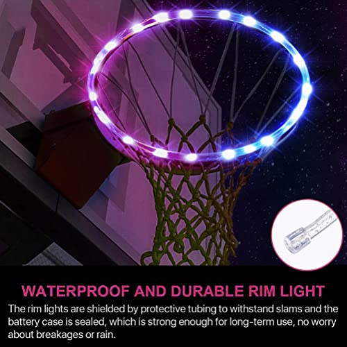 TBEONE Luces LED de aro de baloncesto, impermeable, control remoto, llanta, luz LED, 4 modos, 16 colores, cambio de color, buen regalo para niños