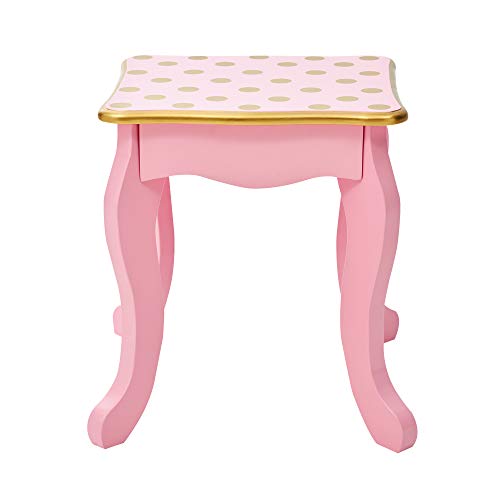 Teamson Kids Tocador Infantil De Madera con Espejo y Taburete Rosa TD-11670L