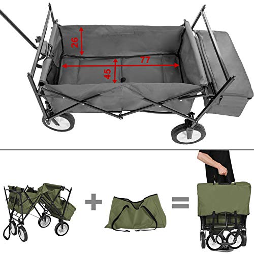 TecTake Carro de Mano Plegable con Techo carretillade Transporte para Utensilios Verde