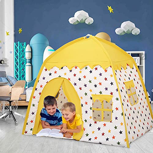 Tengan Tiendas De Campaña Para Bebés y Niños Sueño Tienda Del Palacio De La Princesa Castle Plegables Cabañas Del Rincón De Los Cabritos Para Niños de 2 a 12 Años Amarillo 130 x 100 x 130cm charitable