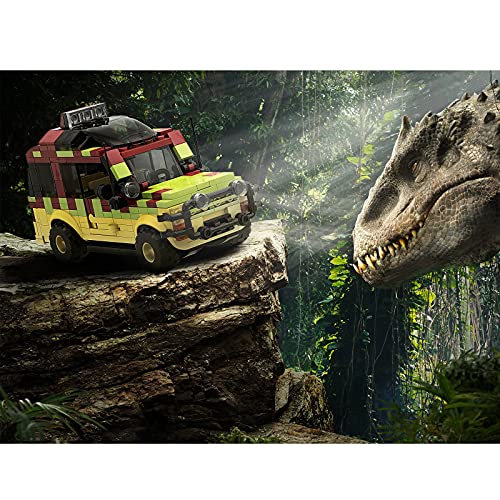 Tenhorses Jurassic Car - Juego de construcción diseño clásico de Dinosaurios Park - Jurassic Vehículo de Entrenamiento - Coche Blocs de construcción para efantes | 310 Piezas