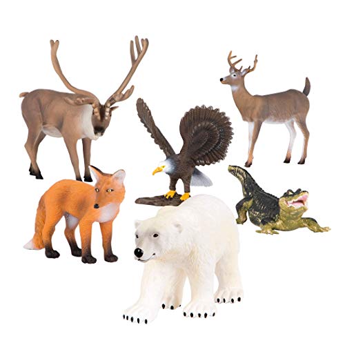 Terra by Battat – North American Animals Set – Realistic Plastic Animal Toys with Polar Bear Toy for Kids 3+ (6 pc)