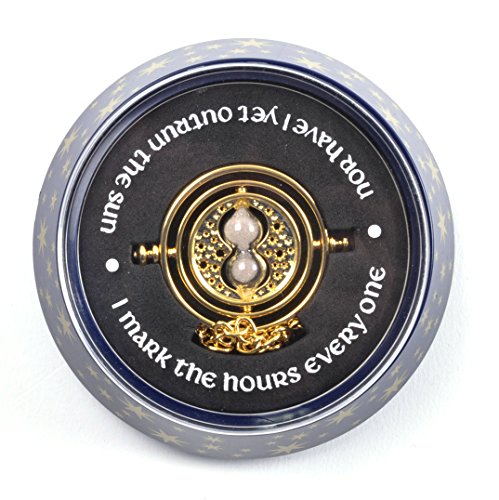 The Noble Collection Harry Potter Time Turner Edición Especial – Collar chapado en oro de 24 quilates en exhibición de coleccionista – Juego de películas con licencia oficial