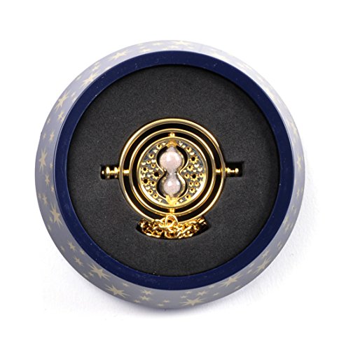 The Noble Collection Harry Potter Time Turner Edición Especial – Collar chapado en oro de 24 quilates en exhibición de coleccionista – Juego de películas con licencia oficial