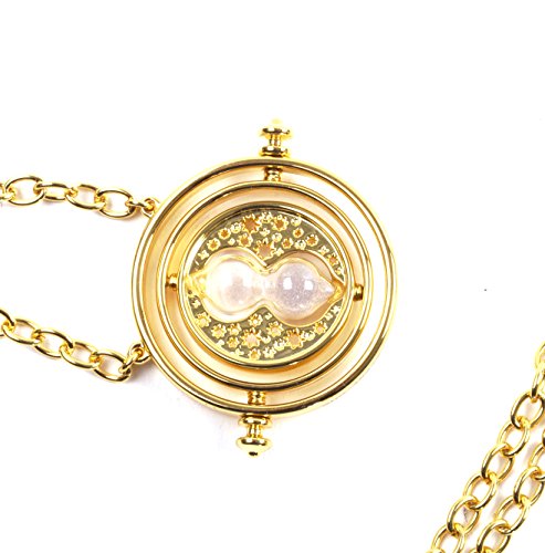 The Noble Collection Harry Potter Time Turner Edición Especial – Collar chapado en oro de 24 quilates en exhibición de coleccionista – Juego de películas con licencia oficial