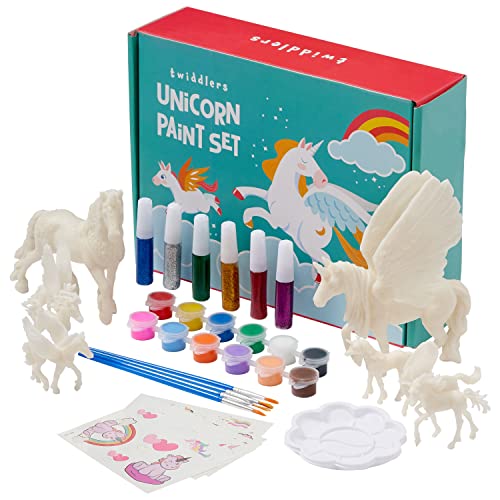 THE TWIDDLERS - Kit de 26 Piezas para Pintar tu Propio Unicornio / Diseños Variados - Actividad Divertida para Niños