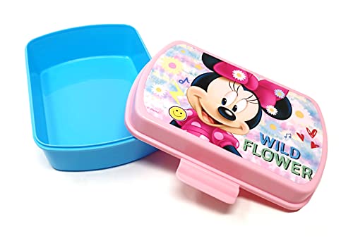 Theonoi Juego de desayuno de 2 piezas para niños – a elegir: Frozen – Minnie – 1 fiambrera para sándwich y 1 botella de aluminio/botella de agua de aluminio para niñas (Minnie Mouse)