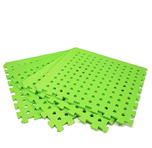 thesecrethome.es | Protector Suelo Piscina Goma EVA Verde 50x50cm 4 Piezas | Espesor 1 CM | Alfombra PUZLE para Drenaje Agua Piscina Ducha | Antideslizante