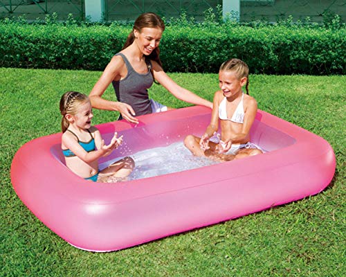 Thole Piscinas para NiñOs Inflables Adultos Familia Hinchables Juegos Juguetes Jardin PequeñOs Profundidad Rectangulares Bomba De Pie Rosado 165x104x25cm