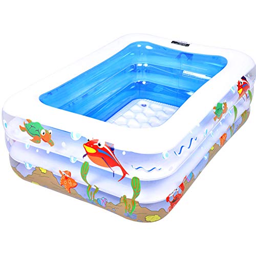 Thole Piscinas para NiñOs Inflables Familia Hinchables Juegos Juguetes Jardin PequeñOs Profundidad Rectangulares con Bomba De Pie 120.1,White,1.2m