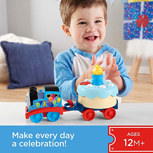 Thomas & Friends Birthday Wish Thomas, motor musical de tren de juguete con pastel de cumpleaños iluminado para niños pequeños y preescolares a partir de 12 meses