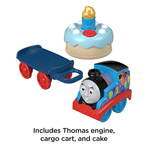 Thomas & Friends Birthday Wish Thomas, motor musical de tren de juguete con pastel de cumpleaños iluminado para niños pequeños y preescolares a partir de 12 meses