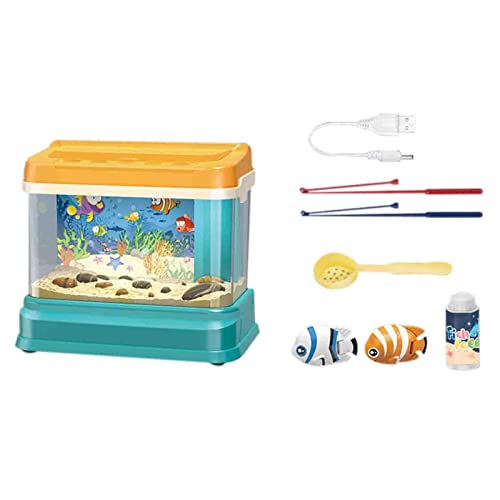 thorityau Acuario de juguete para niños - Tanque de pescado eléctrico para niños, tanque de peces para niños mayores de 3 años, fuente de alimentación USB, material ABS, regalo para niños y niñas