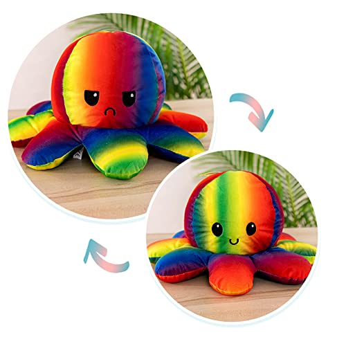 Tie-Dye Flip Pulpo Muñeco De Peluche 30 Cm 40 Cm Emoticon Pulpo Color Muñeco De Peluche Decoración De La Habitación De Los Niños Juguetes para Niños Regalo De Cumpleaños Almohada