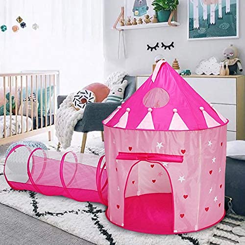 Tienda campaña Infantil Crawling Tunnel Game Tunnel,Casitas Infantiles Tela Children's Play Tent Girl, campaña Nursery Tunnel Playhouse con mosquitero para Dentro y al Aire Libre Rosa