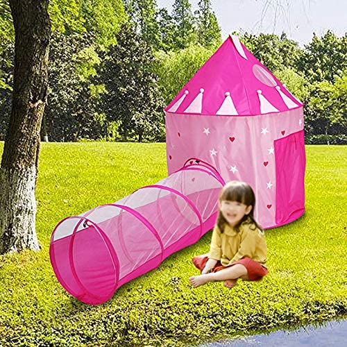 Tienda campaña Infantil Crawling Tunnel Game Tunnel,Casitas Infantiles Tela Children's Play Tent Girl, campaña Nursery Tunnel Playhouse con mosquitero para Dentro y al Aire Libre Rosa