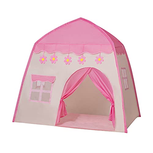 Tienda de campaña infantil para niñas, tienda de juegos de flores, casa de juegos para interior castillo Villa Base secreta juguete princesa sueño castillo tienda (rosa)