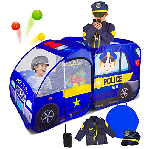 Tienda de campaña para coches de policía pop Up Pretend Play (tienda de campaña con traje)