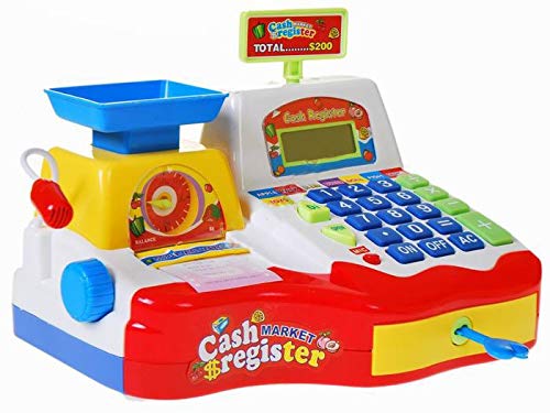 Tienda de Juguete - Juego de Imitación - Caja Registradora de Juguete con Calculadora y Accesorios - Blanco