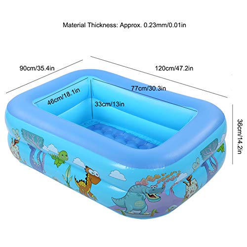 Tiffasha Piscina Inflable - 120 x 90 x 36 cm/47,2 x 35,4 x 14,2 Pulgadas Piscina Grande para niños, Adultos, bebés, niños, jardín, Patio Trasero, Fiesta de Agua, Patio Trasero, Verano para Mayores