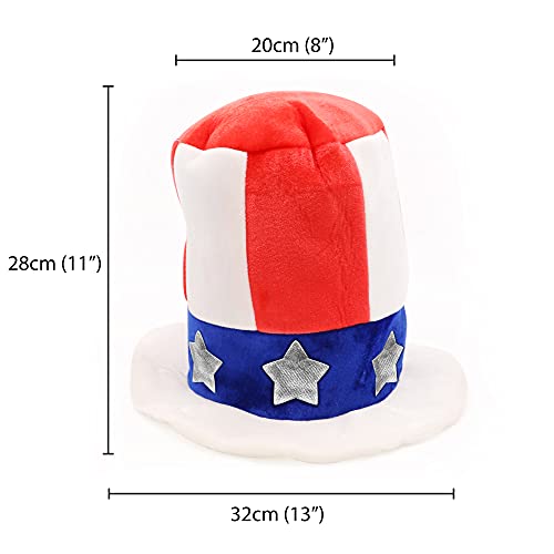 Tío Sam SOMBRERO AMERICANO ESTRELLAS Y RAYA Accesorio para disfraz EE.UU. NACIONAL América INDEPENDENCIA Día Fieltro Sombrero de copa rojo blanco y azul 4 Julio Americana Bandera Mayorista