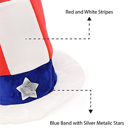 Tío Sam SOMBRERO AMERICANO ESTRELLAS Y RAYA Accesorio para disfraz EE.UU. NACIONAL América INDEPENDENCIA Día Fieltro Sombrero de copa rojo blanco y azul 4 Julio Americana Bandera Mayorista