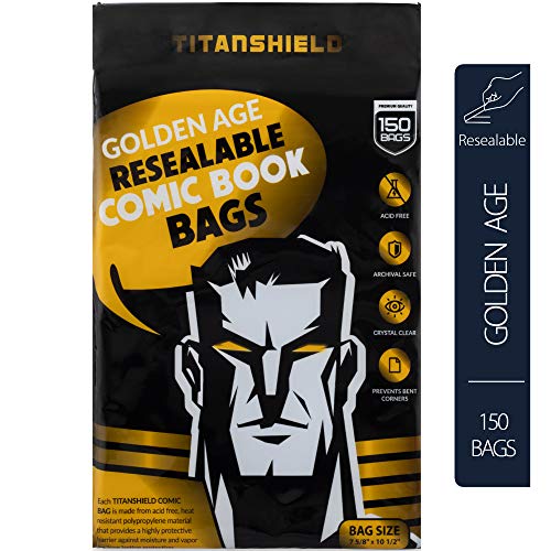 TitanShield Golden Age bolsas de cómic reutilizables (150 unidades)