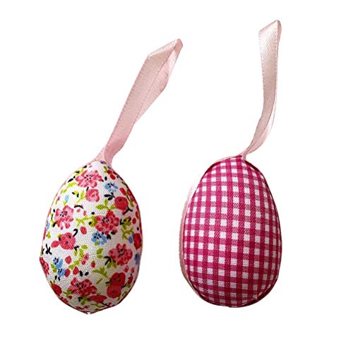 Tixiyu Huevos de Pascua colgantes de plástico impreso para manualidades, huevos de Pascua brillantes con cinta percha para cestas de caza de Pascua, rellenos, recuerdos de fiesta