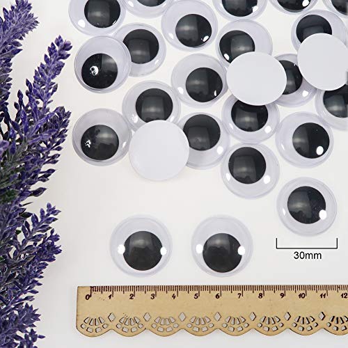 TOAOB 40 Piezas 30 mm Adhesivos Ojos Móviles Negros de Plástico Autoadhesivo Utilizados para Manualidades de Scrapbooking Accesorios