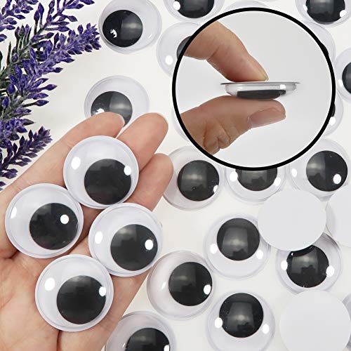 TOAOB 40 Piezas 30 mm Adhesivos Ojos Móviles Negros de Plástico Autoadhesivo Utilizados para Manualidades de Scrapbooking Accesorios