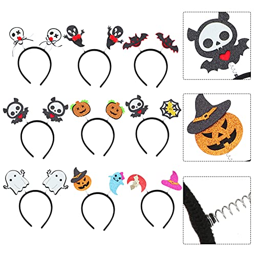 Toddmomy 9 Piezas de Diademas de Halloween Divertidos Ghost Calabaza Murciélago Bruja Aros para El Pelo Diadema Accesorios para El Cabello Tocado Suministros para Fiestas de Halloween