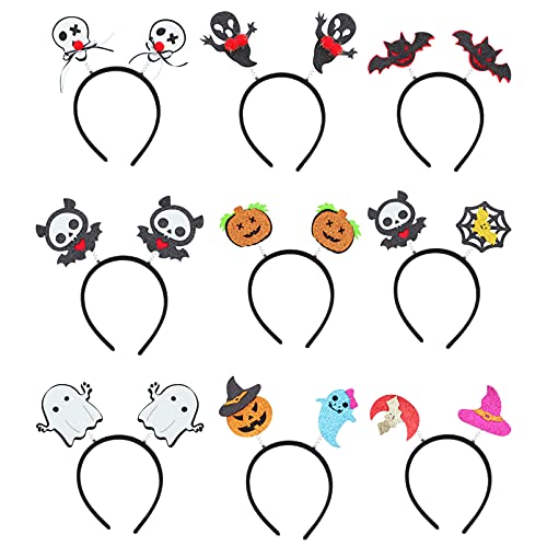 Toddmomy 9 Piezas de Diademas de Halloween Divertidos Ghost Calabaza Murciélago Bruja Aros para El Pelo Diadema Accesorios para El Cabello Tocado Suministros para Fiestas de Halloween