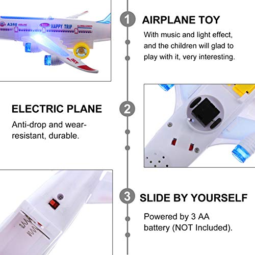 Toddmomy Avión Eléctrico Niños Juguete de Acción Modelo Parpadeante Luces 3D Y Avión Realista Jet Juguete Educativo sin Batería